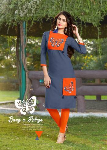 For Your Casual Or Semi-Casual Wear, Grab This Pretty Kurti In Grey And Orange Color Fabricated On Rayon. This Soft Fabric Ensures Superb Comfort all Day Long, also It Is Available In All Regular Sizes.