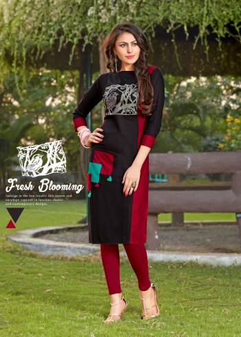 Add This Simple Kurti In Black And Maroon Color For Your Casual Wear Fabricated Rayon. This Readymade Kurti Is Available In All Regular Sizes. Buy Now.