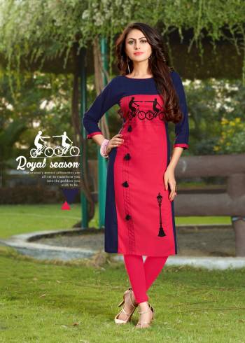 Shine Bright In This Pretty Pink And Blue Colored Readymade kurti Fabricated On Rayon. This Kurti Is Beautified With Prints And Its Fabric Ensures Superb Comfort All Day Long.