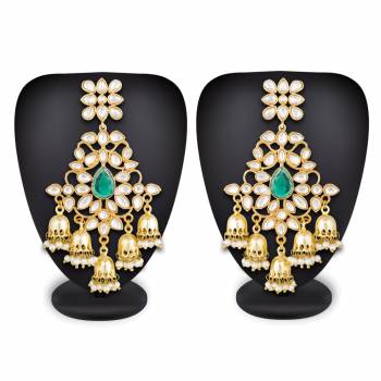 Give Heavy Ethnic Look To Your Perosonality Pairing Your Ethnic Attire With This Pretty Pair Of Earring In Golden Color Beautified With Stone Work. This Pretty Pair Can Be Paired With Any Contrasting Or Same Colored Attire.