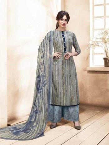 Simple And Elegant Looking Designer Semi-Stitched Suit Is Here In Grey Color Paired With Grey Colored Bottom And Dupatta. Its Top Is Fabricated On Silk Cotton Cotton Paired With Satin Cotton Bottom And Chiffon Dupatta. Its All Three Fabrics Ensures Superb Comfort All Day Long.