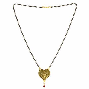 Grab This Pretty Simple Mangalsutra For Your Daily Wear In Golden Color With A Small Hanging Stone. This Mangalsutra Can Be Paired With Any Attire. Buy Now.