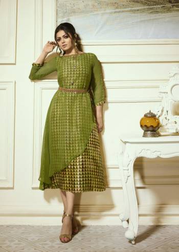 Add This Beautiful Readymade Kurti In Green Color With Multi Colored Printed Inner. This Kurti Is Fabricated On Georgette With Soft Silk Fabricated Inner. It Is Light Weight And Easy To Carry All Day Long.