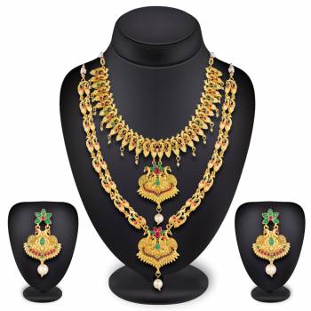 Grab This Beautiful Heavy Necklace Set For The Uppcoming Wedding Season. This Set Has Two Beautiful Necklaces So That You Can Wear As Per Occasion, Also You Can Wear Them Both Togather. 