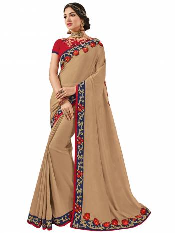 The fabulous pattern makes this saree , a classy number to be included in your wardrobe. beige color silk fabrics saree. Ideal for party, festive & social gatherings. this gorgeous saree featuring a beautiful mix of designs. Its attractive color and designer heavy embroidered design, Flower patch design, stone design, beautiful floral design work over the attire & contrast hemline adds to the look. Comes along with a contrast unstitched blouse.