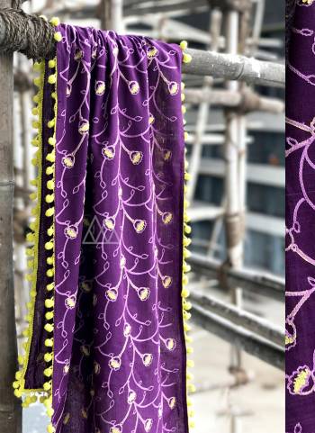 Unisex stoles for men and women Rich embroidered Stole with?yellow pompom lace. 
For Women Wear It As Dupatta, Stoles Shawl And 
For Men Wear It As A Stole On Casual And Dupatta On Kurta For Ethnic Occasions.
Rich lavender embroidery Dupatta With Dazzling And Hanging Laces