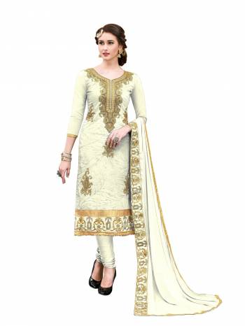 Simple And Elegant Looking Dress Material Is Here In Off-White Color Paired With Off-White Colored Bottom and Dupatta. This Dress Material Is Cotton Based Fabric Paired With Chiffon Dupatta. Buy Now.