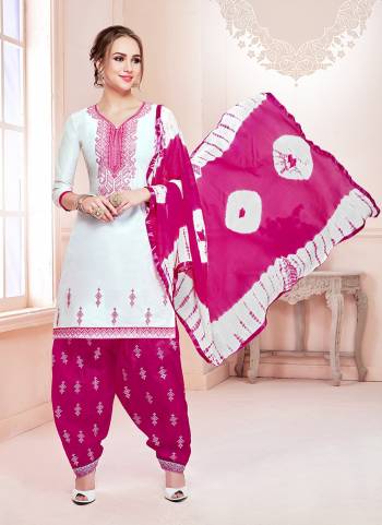 Simple and Elegant Looking Dress Material Is Here With This White Colored Top Paired With Dark Pink Colored Bottom And Dupatta. Get This Stitched As Per Your Desired Fit And Comfort. 