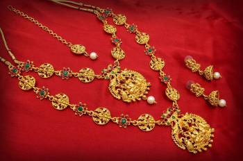 Grab This Pretty Heavy Necklace Set To Pair Up With Your Ethnic Attire. This Set Comes With Two Necklaces Which Can Be Used Sperately As Per The Occasion. It Is Beautified With Stone Work Making It More Attractive. Buy This Lovely Double Necklace Set Now.