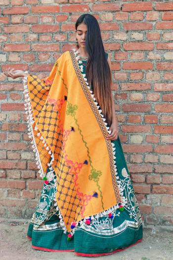 Bright Colors Always Gives A Fresh And Attractive Look, So Grab This Beautiful Dupatta In Yellow Color Fabricated On Khadi Cotton Beautified With Multi Colored Thread Work. Buy This Pretty Dupatta Now.