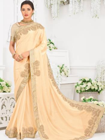 Classy, sensuous and versatile are the perfect words to describe this Cream color bright georgette saree. Ideal for party, festive & social gatherings. this gorgeous saree featuring a beautiful mix of designs. Its attractive color and designer heavy embroidered design, Flower patch design, moti design, beautiful floral design work over the attire & contrast hemline adds to the look. Comes along with a contrast unstitched blouse.