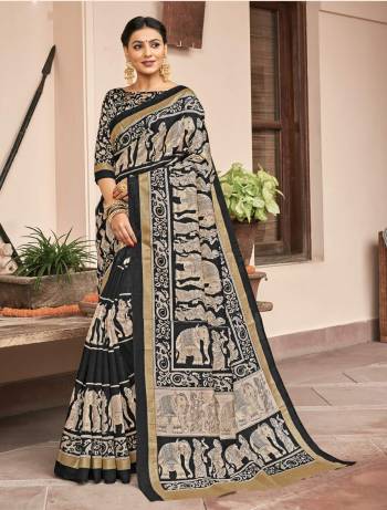 For A Bold And Beautiful Look, Grab This Silk Based Saree In Black And Cream Color Paired With Black And Cream Colored Blouse. Its Fabric Is Soft Towards Skin And Easy To Carry All Day Long.