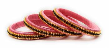 Grab This Beautiful Set Of Four Bangles To Simple Pair Up With Your Ethnic Wear Or You Can Also Mix It With Other Plain Bangles For More Heavy Look. It Is Made With Silk Thread And Beautified With Stone Work, Pair These Up With Same Or Any Contrasting Colored Ethnic Attire.