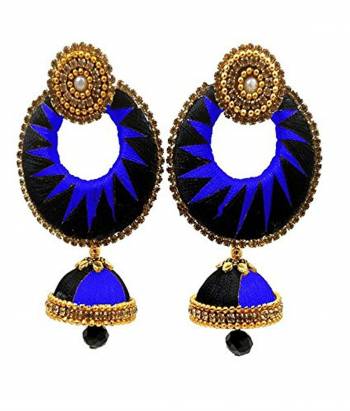 Enhance Your Traditional Look With This Lovely Set Of Earrings Pairing It With Same Or Contrasting Colored Traditional Attire. This Earring Set Is Made By Silk Thread Beautified With Stone Work. Buy This Lovely Pair Now.