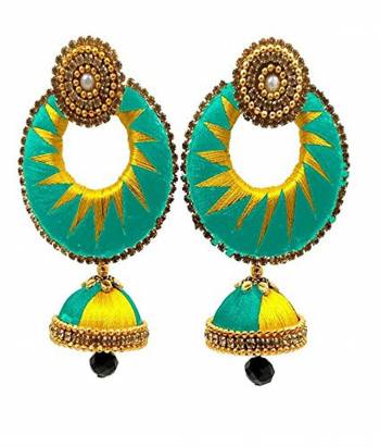 Enhance Your Traditional Look With This Lovely Set Of Earrings Pairing It With Same Or Contrasting Colored Traditional Attire. This Earring Set Is Made By Silk Thread Beautified With Stone Work. Buy This Lovely Pair Now.