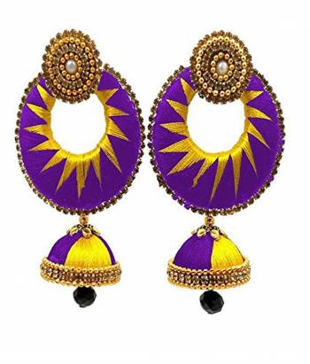 Enhance Your Traditional Look With This Lovely Set Of Earrings Pairing It With Same Or Contrasting Colored Traditional Attire. This Earring Set Is Made By Silk Thread Beautified With Stone Work. Buy This Lovely Pair Now.