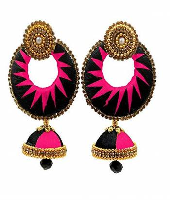 Enhance Your Traditional Look With This Lovely Set Of Earrings Pairing It With Same Or Contrasting Colored Traditional Attire. This Earring Set Is Made By Silk Thread Beautified With Stone Work. Buy This Lovely Pair Now.