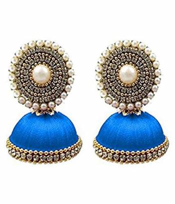 Grab This Beautiful And Attractive Pair Of Earrings In Jhumka Style Which Is Made By Silk Thread Beautified With Stone Work. This Pretty Can Be Paired With Simple Kurti Or Even With Heavy Dress In Same Or Contrasting Color, Buy This Lovely Set Of Earrings Now.