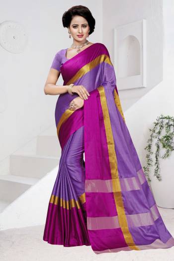 Look Pretty In This Light Purple Colored Saree Paired With Light Purple Colored Blouse. This Saree And Blouse Are Poly Cotton Based Fabric Which Ensures Superb Comfort All Day Long. Buy Now.