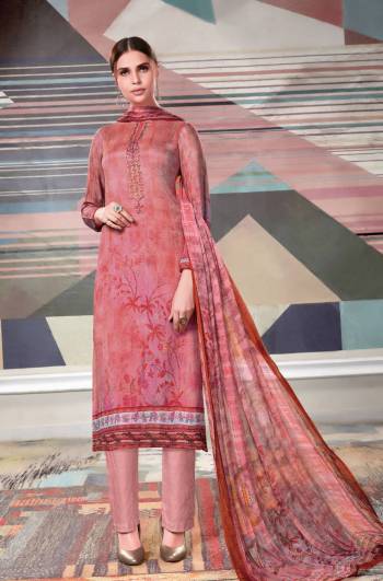 You Will Definitely Earn Lots Of Compliments Wearing This Pretty Straight Suit In Light Pink Color. Also As It Is Dress Material, Get This Stitched As Per Your Desired Fit And Comfort. Its Top Is Crepe Georgette Fabricated Paired With Santoon Bottom And Chiffon Dupatta. Buy Now.