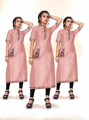 A Must Have Shade In Every Womens Wardrobe IS Here And Which Is In High Demand, Grab This Readymade Kurti In Dusty Pink Color Fabricated On Art Silk. This Color Suits Every Age Group And Also It Is Comfortable To Wear.