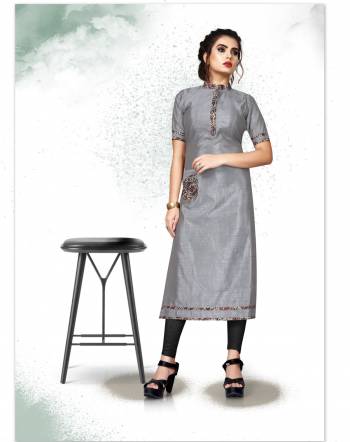 Flaunt Your Rich And Elegant Taste Wearing This Readymade Kurti In Grey Color. It IS Fabricated On Art Silk Which Gives A Rich Look To Your Personality. Buy Now.