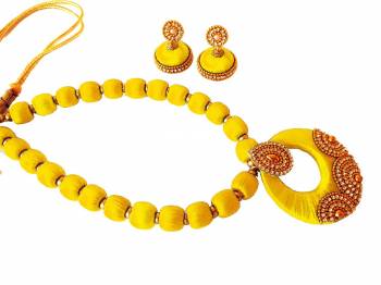 Give An Enhanced Look To Your Ethnic Attire Pairing It Up With This Attractive Necklace Set Made With Resham Threads And Beautified With Stone Work. This Pretty Set Can Be Paired With Same Or Contrasting Colored Attire. Buy This Now.