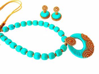 Give An Enhanced Look To Your Ethnic Attire Pairing It Up With This Attractive Necklace Set Made With Resham Threads And Beautified With Stone Work. This Pretty Set Can Be Paired With Same Or Contrasting Colored Attire. Buy This Now.