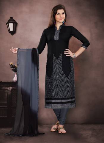 Flaunt Your Rich And Elegant Taste Wearing This Designer Straight Cut Suit In Black Color Paired With Black Colored Bottom And Dupatta. Its Top Is Cotton Based Paired With Cotton Bottom And Chiffon Dupatta. Buy This Dress Material Now.