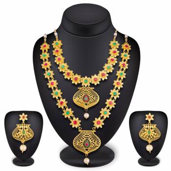 Grab This Beautiful Pair Of Necklace Set Containing Two Necklaces And A Pair Of Earrings. You Can Pair This As Per Your Convinience And Also With any Colored Ethnic Traditional Attire.