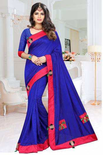 Bright And Visually Appealing Color Is Here With This Designer Saree In Royal Blue Color Paired With Royal Blue Colored Blouse. This Saree Is Light Weight, Easy To Drape And Easy To Care. It Is Based On Soft Silk Which Also Gives A Rich Look To Your Personality. 