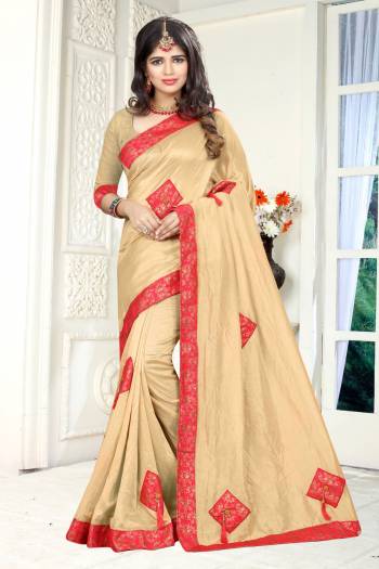 Falunt Your Rich And Elegant Taste Wearing This Designer Saree In Beige Color Paired With Beige Colored Blouse. This Saree And Blouse Fabricated On Soft Silk Which Ensures Superb Comfort Throughout The Gala. 