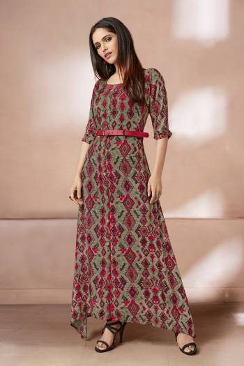 Go Colorful With this Designer Readymade Long Kurti In Multi Color. It Is Rayon Based Which Is Soft Towards Skin And Easy To Carry All Day Long.