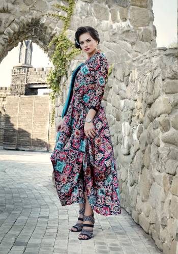 Grab This Designer Drape Patterned Readymade Kurti In Multi Color Fabricated On Satin Beautified With Prints All Over It, This Readymade Kurti Is Soft Towards Skin And Easy To Carry All Day Long.