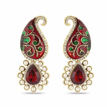 Add On More Beauty To Your Look With This Lovely Pair Of Earrings Which Can Be Paired with Same Or Any Contrasting Colored Traditional Attire. Buy This Lovely Pair Now.