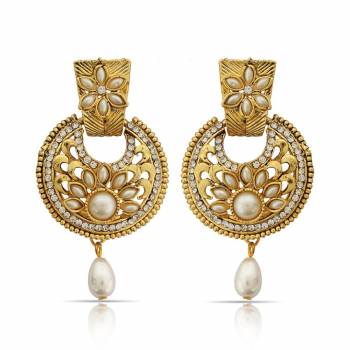 Add On More Beauty To Your Look With This Lovely Pair Of Earrings Which Can Be Paired with Same Or Any Contrasting Colored Traditional Attire. Buy This Lovely Pair Now.