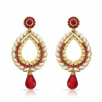 Add On More Beauty To Your Look With This Lovely Pair Of Earrings Which Can Be Paired with Same Or Any Contrasting Colored Traditional Attire. Buy This Lovely Pair Now.