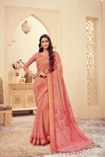 Look Pretty Wearing This Saree In Pink Color Paired With Pink Colored Blouse. This Saree And Blouse Are Fabricated On Art silk Beautified With Intricate Prints All Over It. 