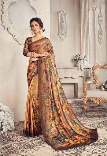 Add This Pretty Brown Colored Saree To Your Wardrobe Paired With Brown Colored Blouse. This Saree And Blouse Are Georgette Fabricated Beautified with Checks Prints. It Is Light Weight And Easy To Drape. 