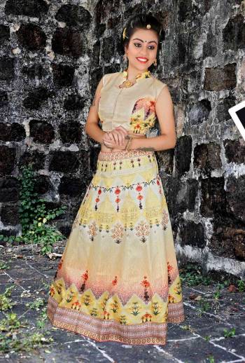 Celebrate This Festive Season With Beauty And Comfort, Making Her Wear This Designer Lehenga Choli In Cream Color. This Lehenga Choli Is Fabricated On Satin Silk . It Is Light Weight And Easy To Carry All Day Long.