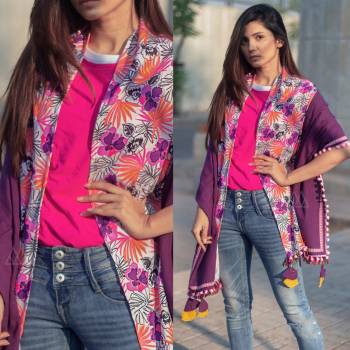 Give A Lovely Enhanced Look To Your Attire By Paring It With This Beautiful Scarf Fabricated On Khadi Cotton. This Scarf Is Beautified With Prints And Tassels. Also It Can Be Paired With Western Top, One Piece Or Kurti. Buy Now.