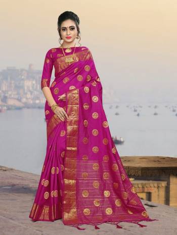 Add This Lovely Attractive Looking Saree In Rani Pink Color Paired With Rani Pink Colored Blouse. This Lovely Saree And Blouse Are Silk based Which Give A Rich And Elegant Look To Your Personality. 