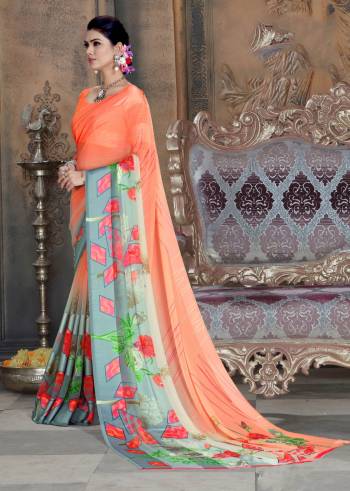 Look Attractive In This Pretty Dark Peach Colored Saree Paired With Dark Peach Colored Blouse. This Saree And Blouse Are Georgette Based Which Ensures Superb Comfort All Day Long.Buy Now.