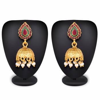 This Festive And Wedding Add More Glam To Your Look Pairing Your Traditional Attire With This Beautiful Pair Of Earrings In Golden Color. It Can Also Be Paired With Heavy Dress Or Even A Simple Kurti. Buy Now.