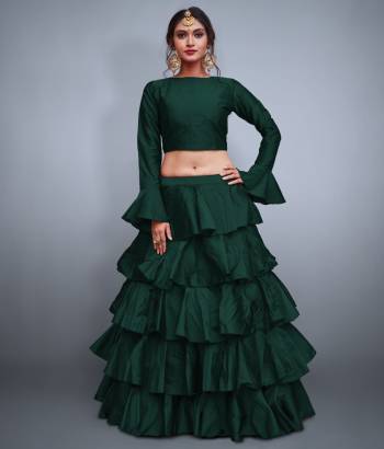 Rich Looking Designer Readymade Lehenga Choli Is Here With A Lovely Pattern Play. This Lehenga And Choli Are Silk Based With A Lovely Frill Pattern. You Can Carry This Very Heavy Accessories To Give It An Attractive Look. 