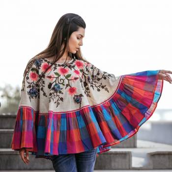 This Winters Go Colorful With This Beautiful Poncho Which Keeps Keeps You Warm As Well As Stylish. It Is Fabricated On Khadi And Can Be Paired with Any Kind Of Attire. Buy Now.