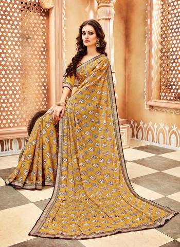 Here Is A Pretty Light Weight Saree Which Ensures You Superb Comfort For Casuals Or Semi-Casuals. This Saree Is Fabricated On Chiffon Georgette Paired With Soft Silk Fabricated Blouse. It Is Beautified with Prints All Over. 