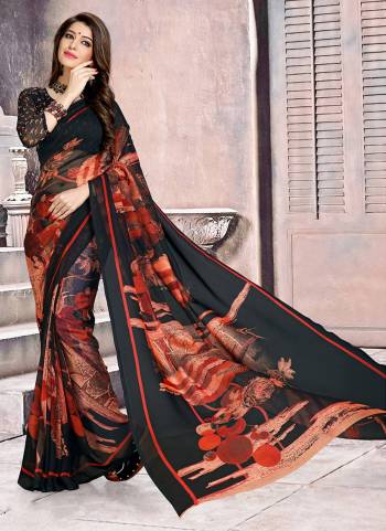 Add This Pretty Saree For Your Casual Or Semi-Casual Wear. This Saree and Blouse Are Fabricated On Georgette Beautified With Prints all Over It. 