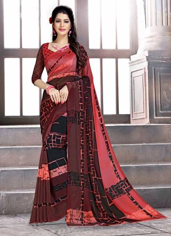 Have A Simple And Smart look With This Lovely Printed Saree Fabricated On Georgette. Its Fabric Is Soft Towards Skin And Ensures Superb Comfort All Day Long. 