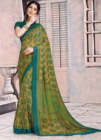 For Your Daily Wear, Grab this Pretty Simple And Elegant Looking Georgette Based Saree Paired With Georgette Blouse. This Saree And Blouse Are Beautified With Prints, Also It Is Easy To Carry all Day Long.